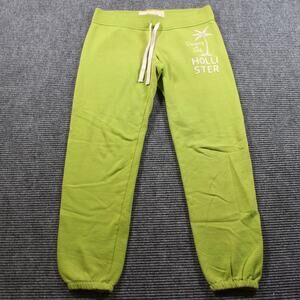 Hollister Sweatpants Women's Medium Green Jogger Fleece Drawstring Embroidered